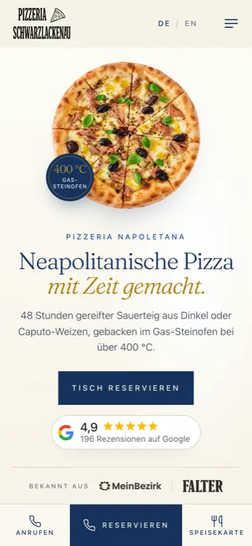 pizza-schwarzlackenau.at auf dem Handy